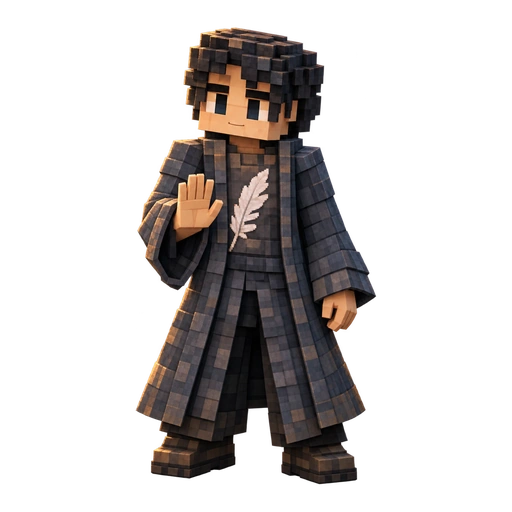 U-shin in voxels, one hand held low and steady before her: it is all right, I have it.